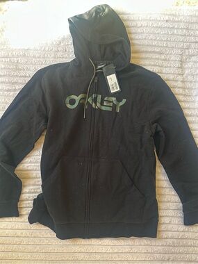 Oakley Black Hoodie with Green Logo
